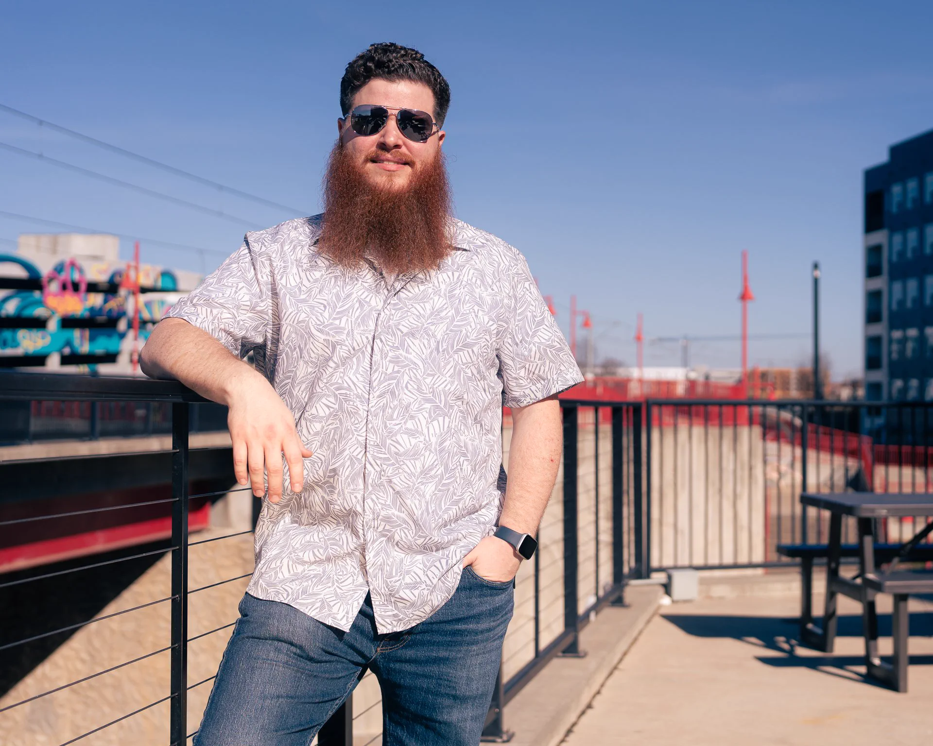 David Rinaldo outdoors on a rooftop